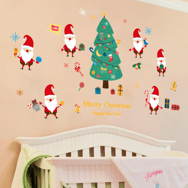 Miico SK9230 Christmas Catoon Wall Sticker Removable for Christmas Party Room Decoration - Trendha