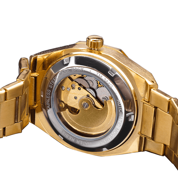 GMT1189 Classic Full Metal Men Wrist Watch Business Style Self-Winding Mechanical Watch - Trendha
