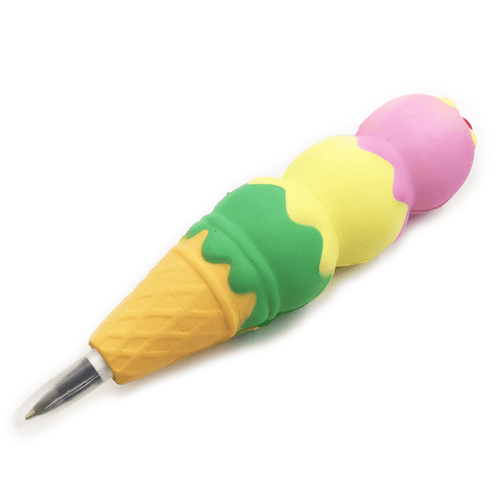 Squishy Pen Cap Ice Cream Cone Animal Slow Rising Jumbo with Pen Stress Relief Toys Student Office Gift - Trendha