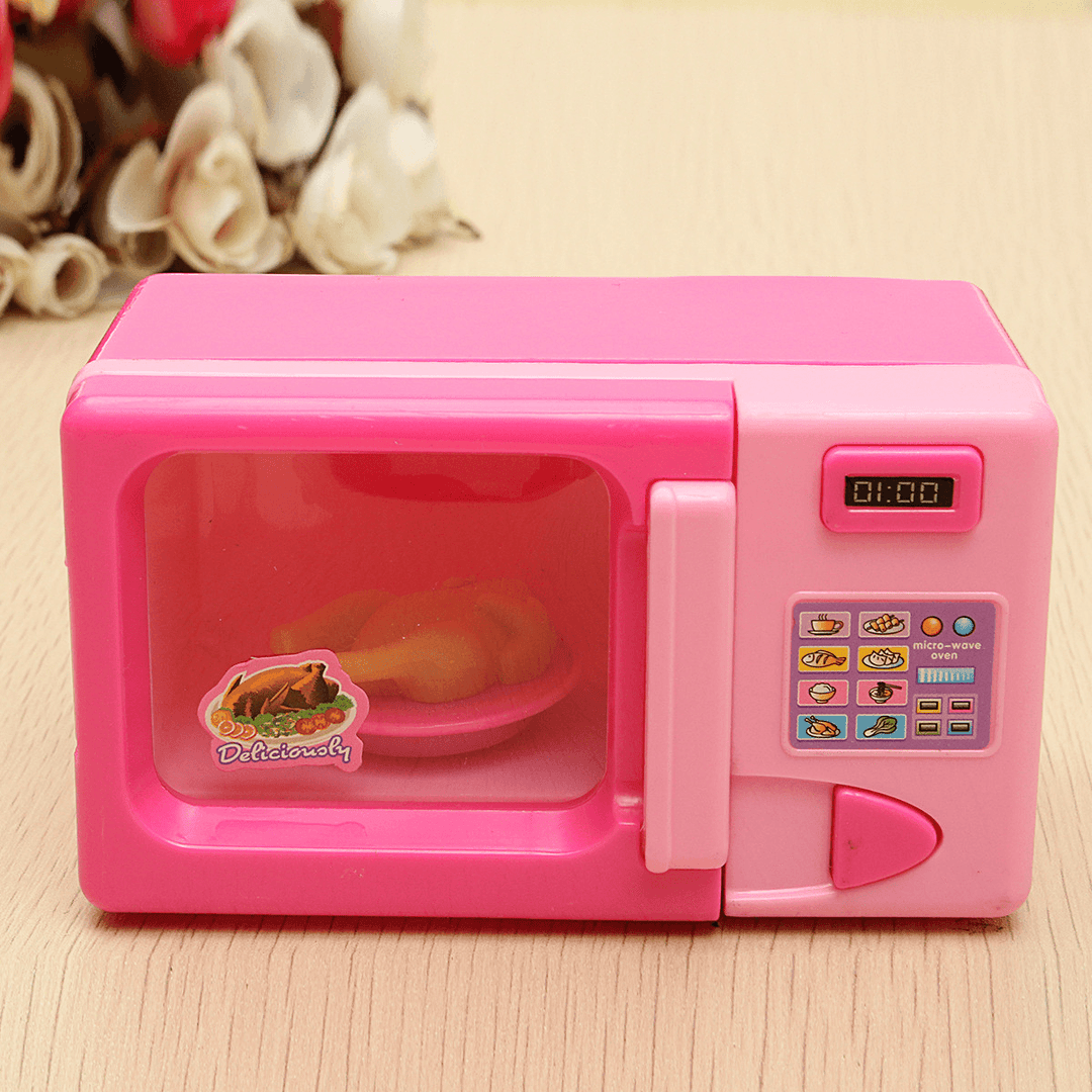 Plastic Pink Microwave Oven Kids Children Girls Home Role Play Pretend Game Toy - Trendha