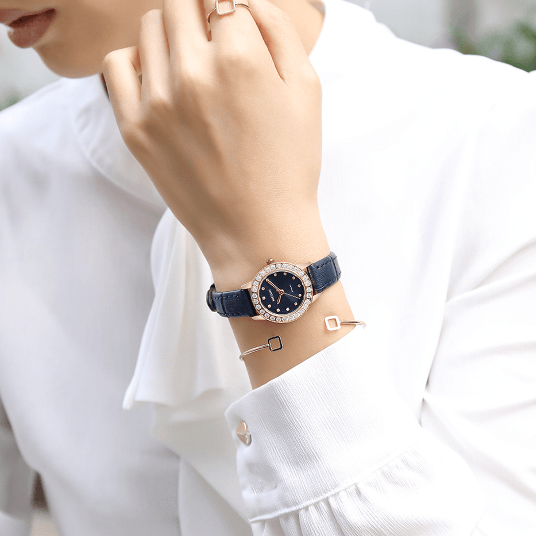 MEGIR 4205 Elegant Design Women Wrist Watch Genuine Leather Band Quartz Watch - Trendha