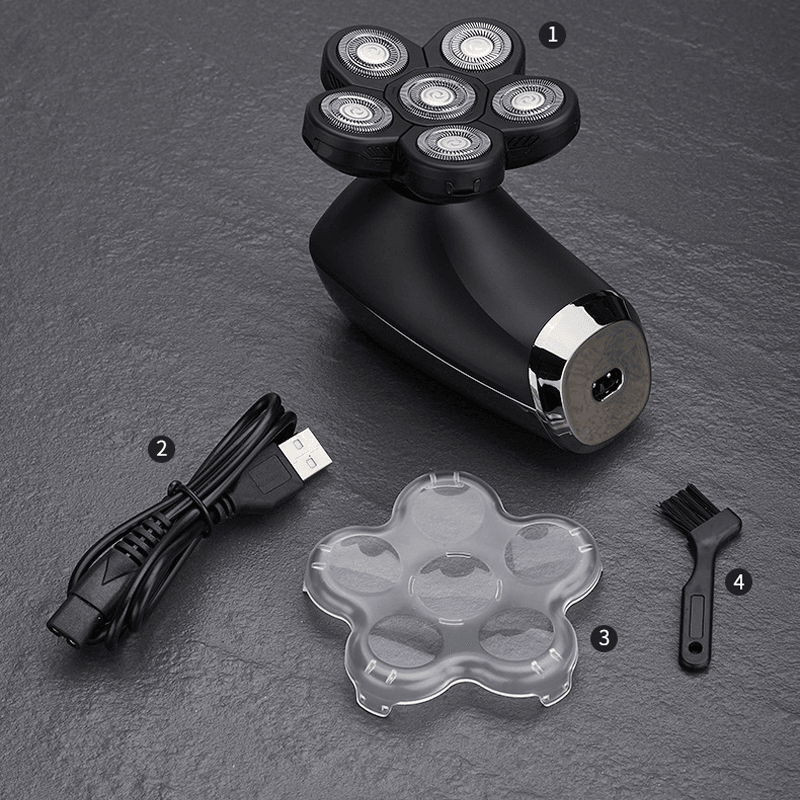 6 in 1 Electric Shaver Six Floating Heads Bald Head Shaver Grooming Kit IPX6 Waterproof - Trendha