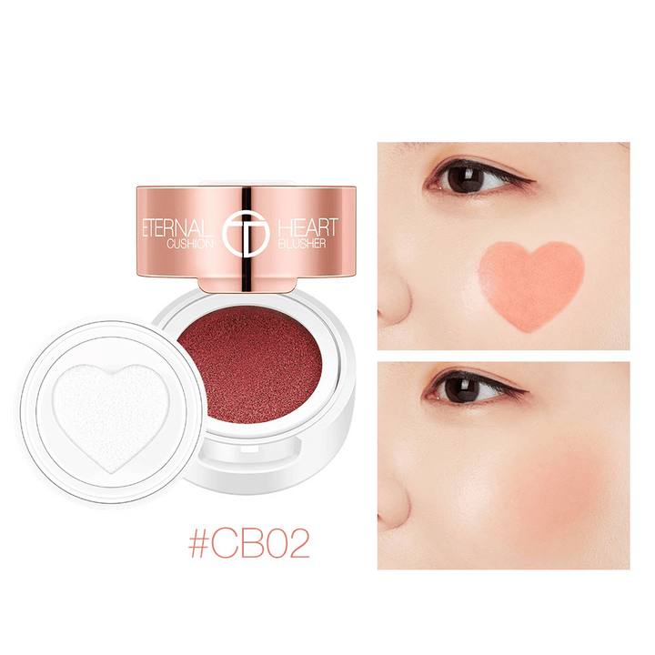 O.TWO.O Air Cushion Blusher Folding Heart Shape Shimmer Blush Rouge 4 Colors Easy to Wear Natural Face Contour Make Up - Trendha