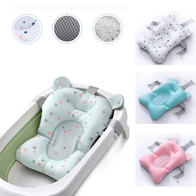 Baby Bath Anti-Slip Tub Pad Air Cushion Floating Soft Seat for Infant Born Anti-Slip Bath Tub Pillow - Trendha