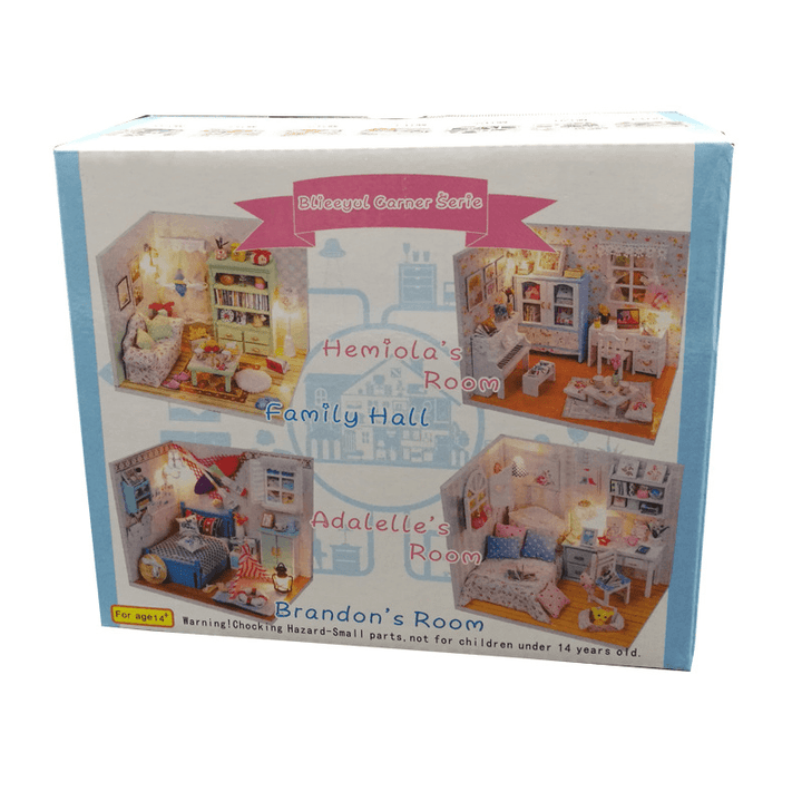 Wooden DIY Handmade Assemble Miniature Doll House Kit Toy with LED Light Dust Cover for Gift Collection Home Decoration - Trendha