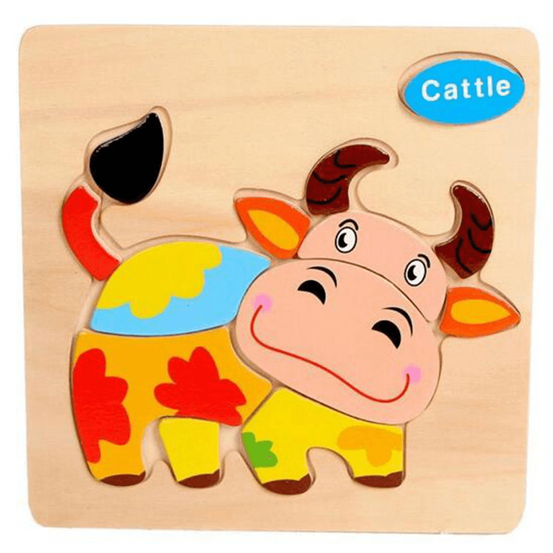 Umu Wooden 3D Jigsaw Puzzle Toy Kids Children Cartoon Animal Puzzle Gift Intelligence Toys - Trendha