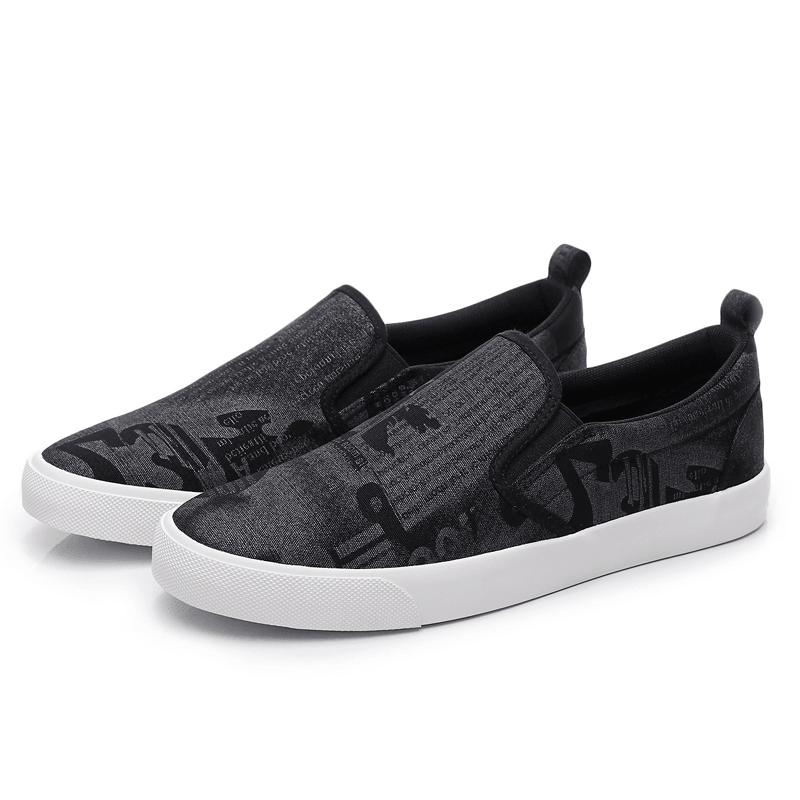 Men Canvas Breathable Slip on Comfy Casual Court Flat Shoes - Trendha