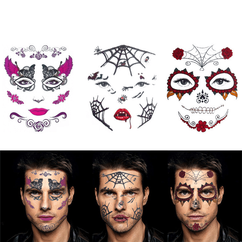 6Pcs/Set Halloween Costume Cosplay Party Makeup Face Eye Terror Temporary Tattoo Sticker Waterproof - Trendha