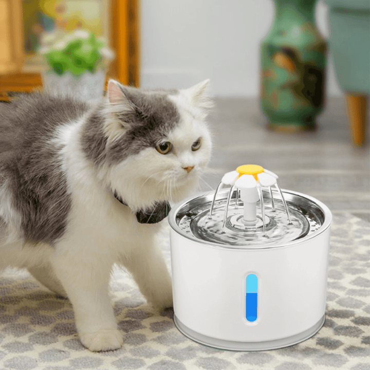 Automatic Pet Drinking Fountain 1.5W 100~240V with LED Mute Water Dispenser-Eu/Us Plug - Trendha
