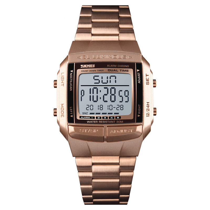 SKMEI Multifunctional Luminous Display Calendar Stopwatch Alarm Clock 3ATM Waterproof Men Digital Watch - Trendha