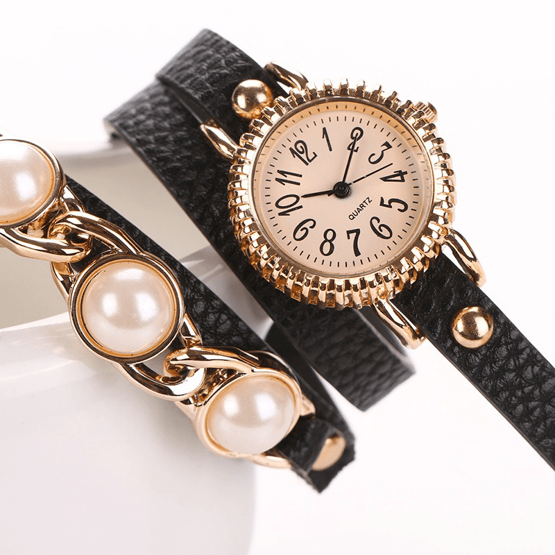 Fashion Three Pearl Women Watch Ladies Dress Watch Bracelet Quartz Watch - Trendha