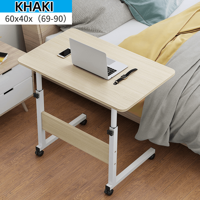 Computer Laptop Desk Adjustable Height Moveable Bed Side Writing Study Table Bookshelf with Storage Racks Home Office Furniture - Trendha
