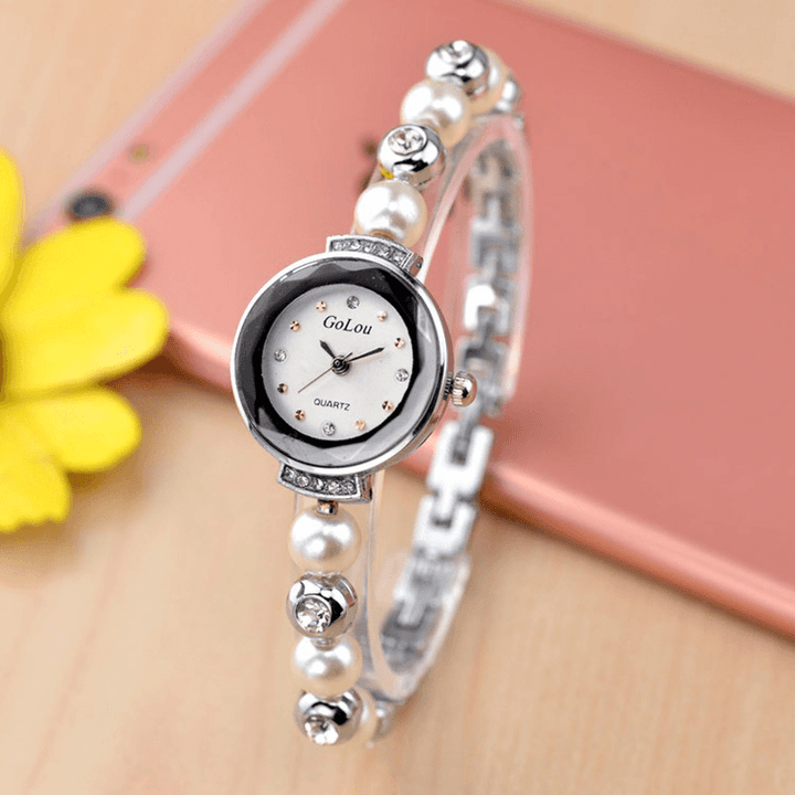 Fashion Diamond Elegant Pearl Lady Bracelet Watch Women Quartz Watch - Trendha