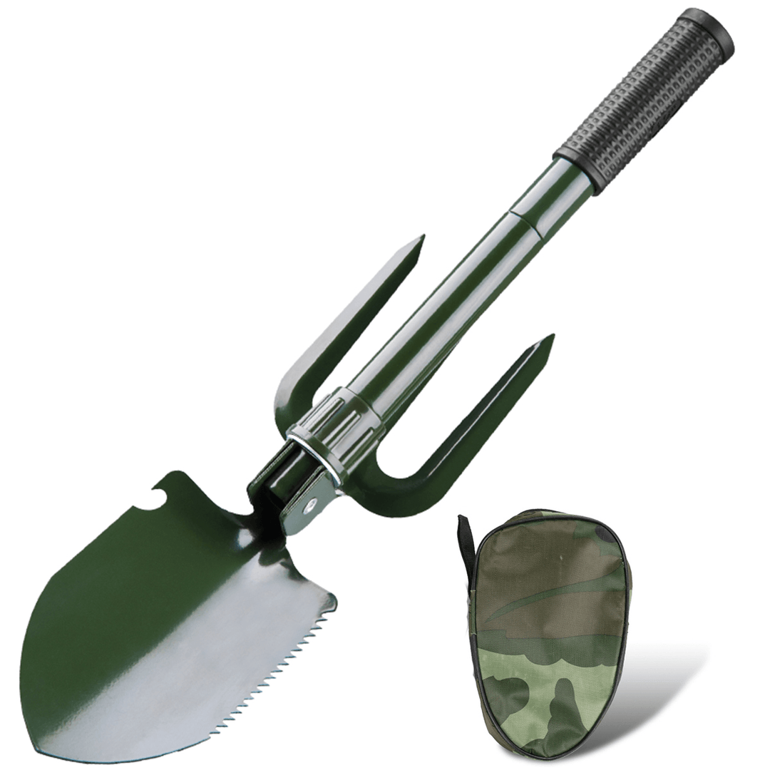 Stainless Steel Folding Camping Shovel Rake Spade with Bottle Opener Compass for Outdoor Camping Survival - Trendha