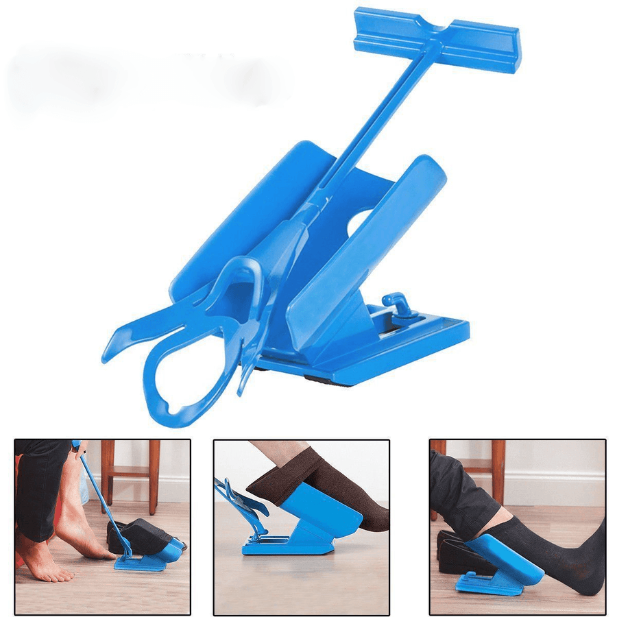 1Pc Sock Slide Aid Blue Helper Kit Helps Put Socks on off No Bending Shoe Horn Suitable for Socks Foot Brace Support - Trendha
