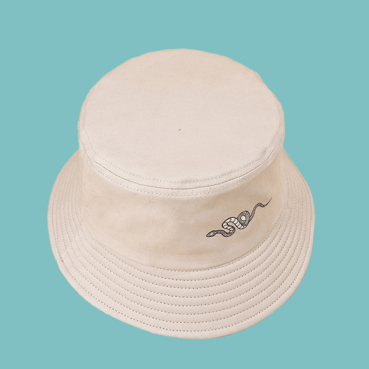 Unisex Snake Pattern Print Sun Hat Cotton Simple Versatile Sunscreen Bucket Hat - Trendha