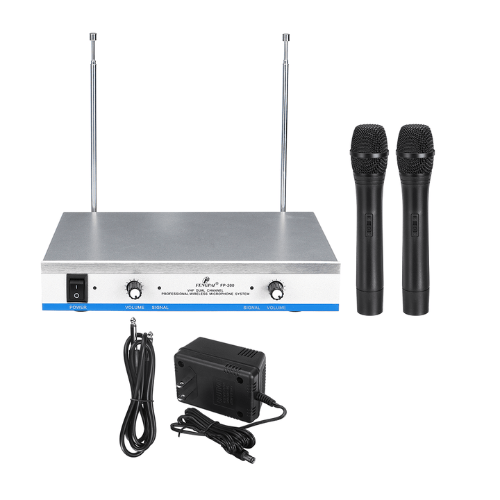 Professional 2 Channel 2 Cordless Handheld Mic UHF Wireless Microphone System - Trendha