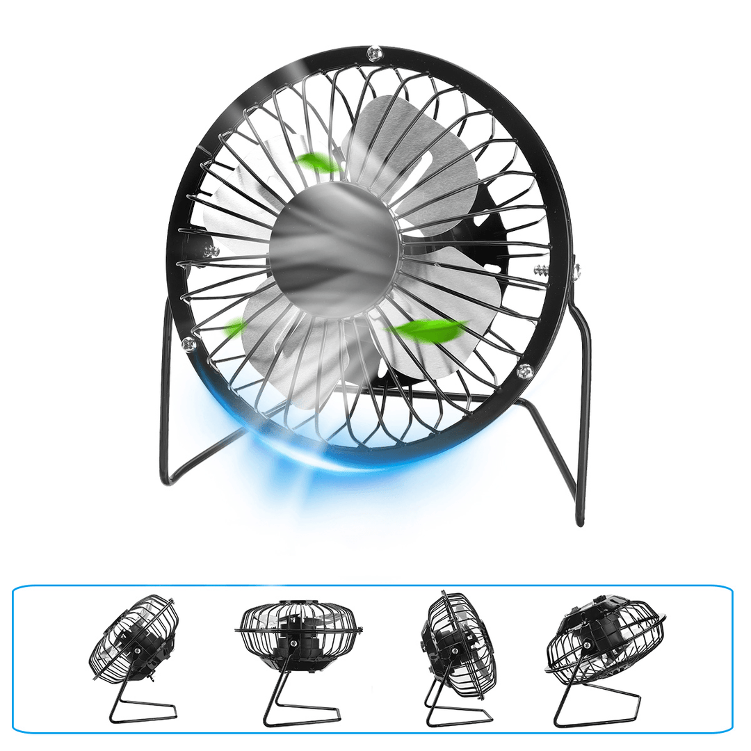 4Inch 5W USB Fan Cooling Conditioning Fan Mini Portable with Solar Panel Outdoor Camping Travel - Trendha