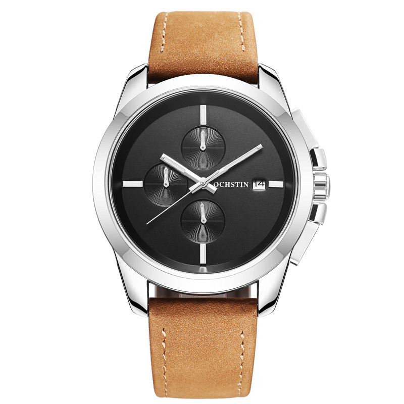 OCHSTIN GQ059A Genuine Leather Casual Style Men Wrist Watch Calendar Quartz Watch - Trendha