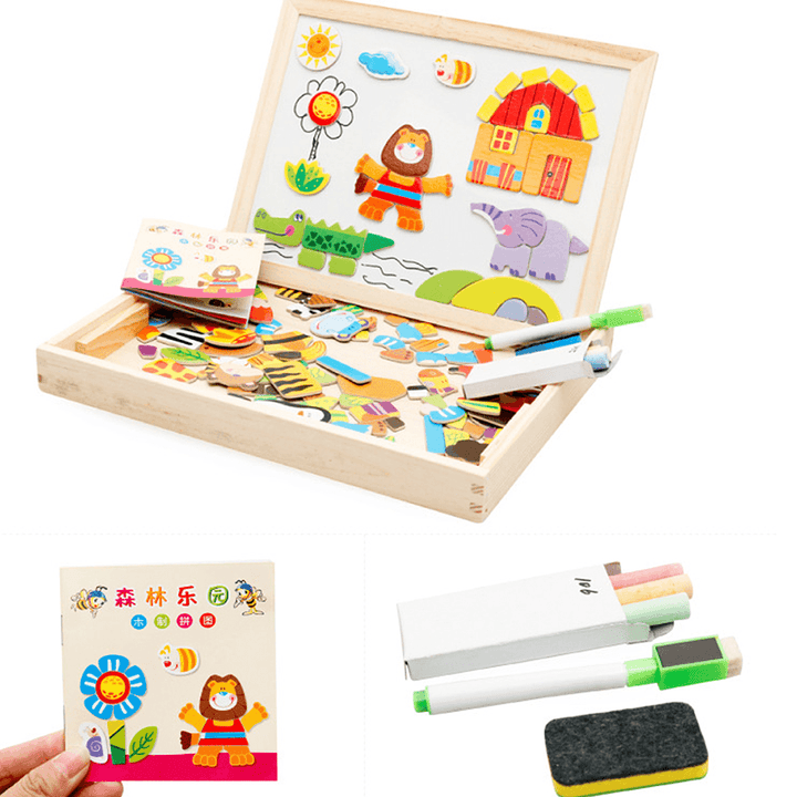 Wooden DIY Magnetic Drawing Board Forest Paradise Children'S Early Educational Learning Toys - Trendha