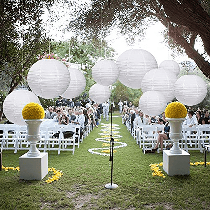 15Packs White round Paper Lanterns with Assorted Sizes for Wedding Party Decorations - Trendha