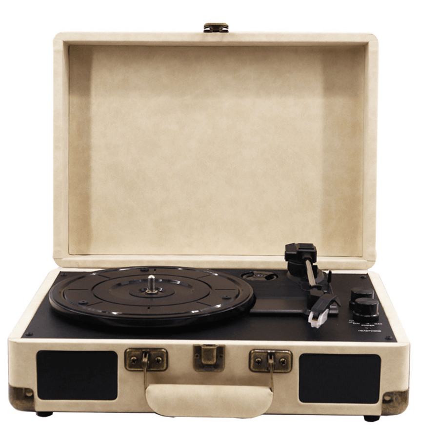 2 in 1 Retro Vinyl Record Player and Bluetooth Speaker Suitcase Turntables Record Player Built-In Audio USB Bluetooth Speaker - Trendha