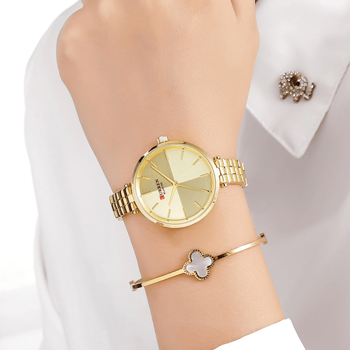 CURREN 9043 Simple Style Ladies Wrist Watch Stainless Steel Band Quartz Watches - Trendha