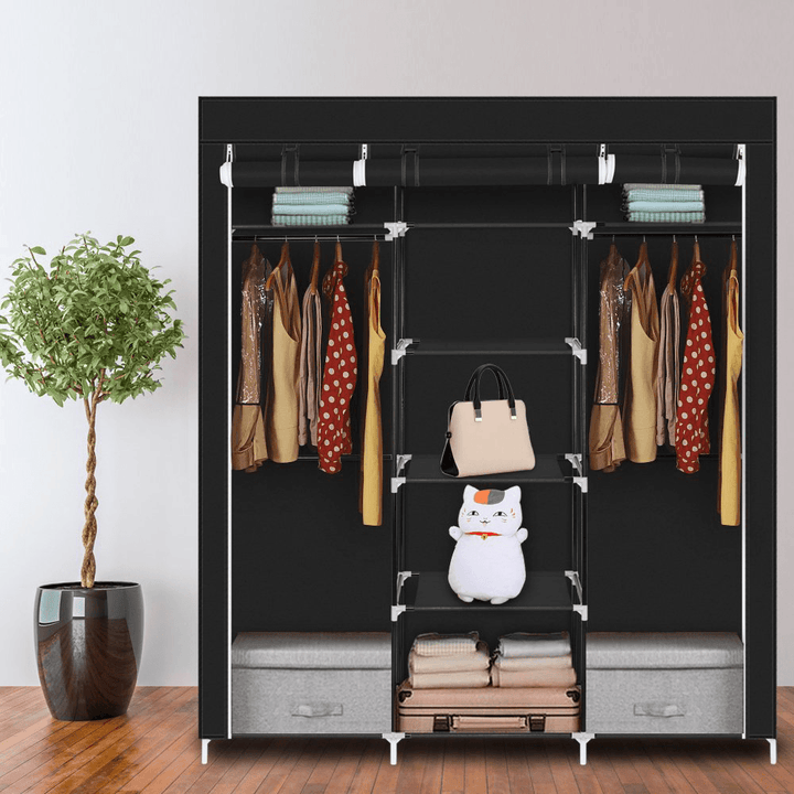 Nonwoven Wardrobe Large Portable Clothes Closet Storage Cabinet Organizer with Shelves - Trendha