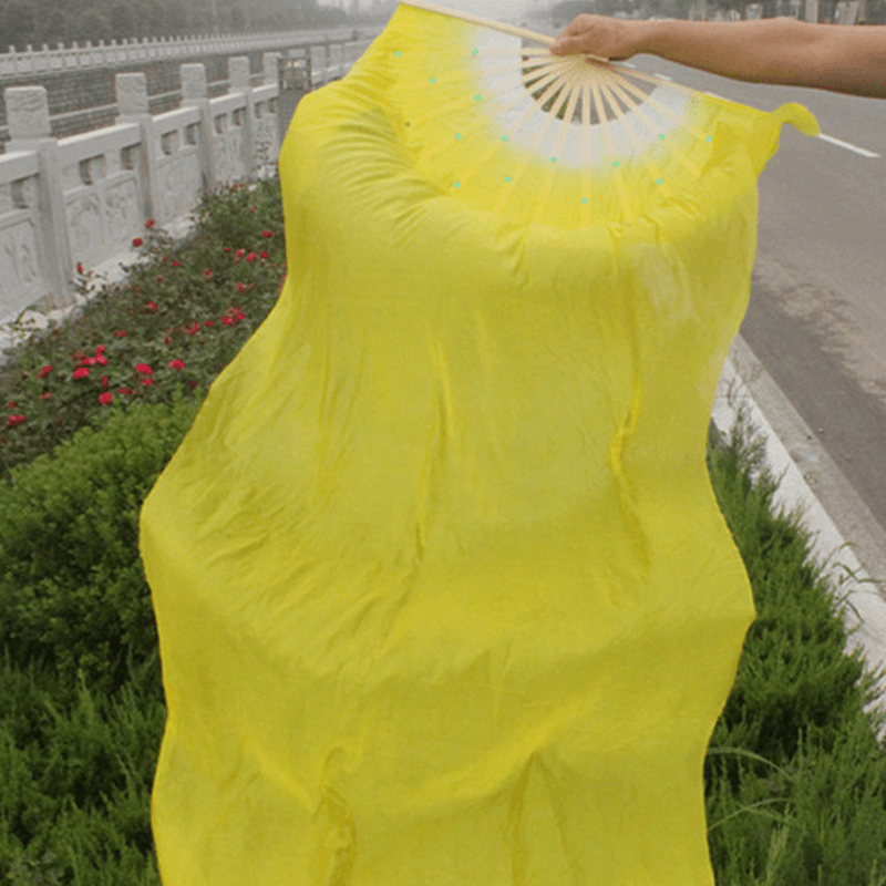 1.8M Lengthen Belly Dance Fan Imitated Silk Fabric Bamboo Fans Dance Dancing Performance Supplies - Trendha