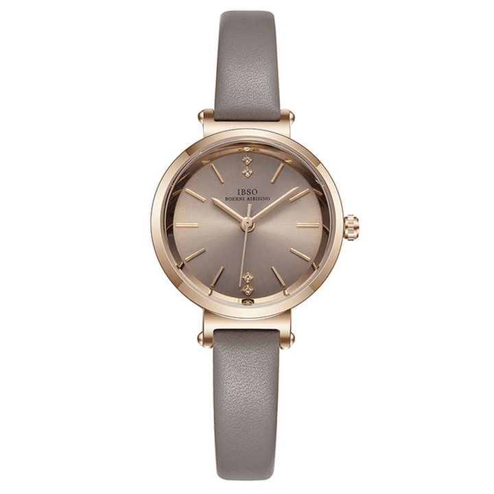 IBSO S8688L Ultra Thin Ladies Wrist Watch Crystal Elegant Design Leather Strap Quartz Watch - Trendha