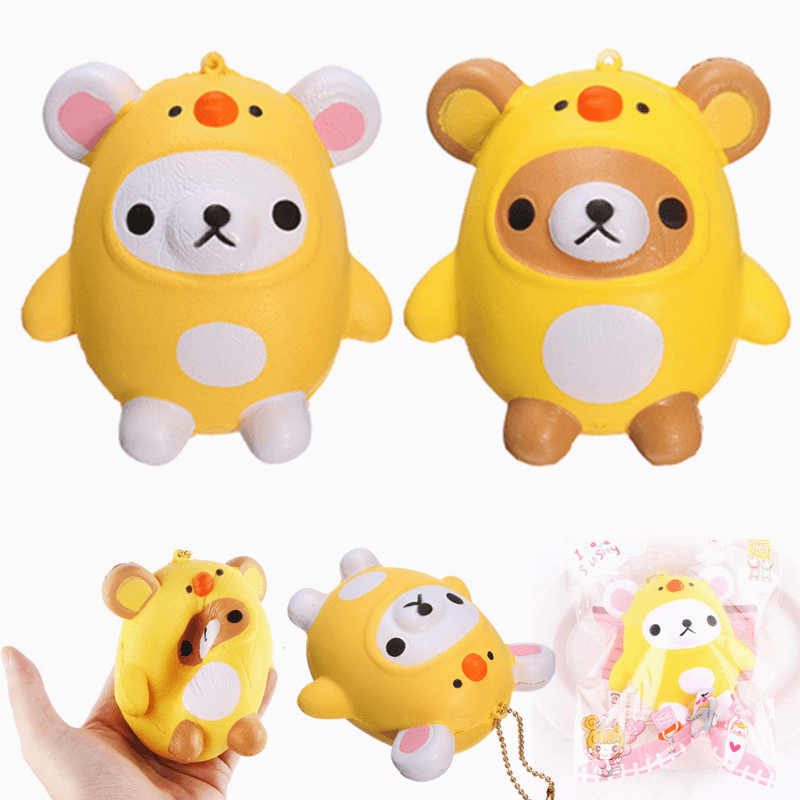 Sanqi Elan Squishy Bear Wearing Chicken Costume Licensed Soft Slow Rising with Packaging Cartoon Decor Gift - Trendha