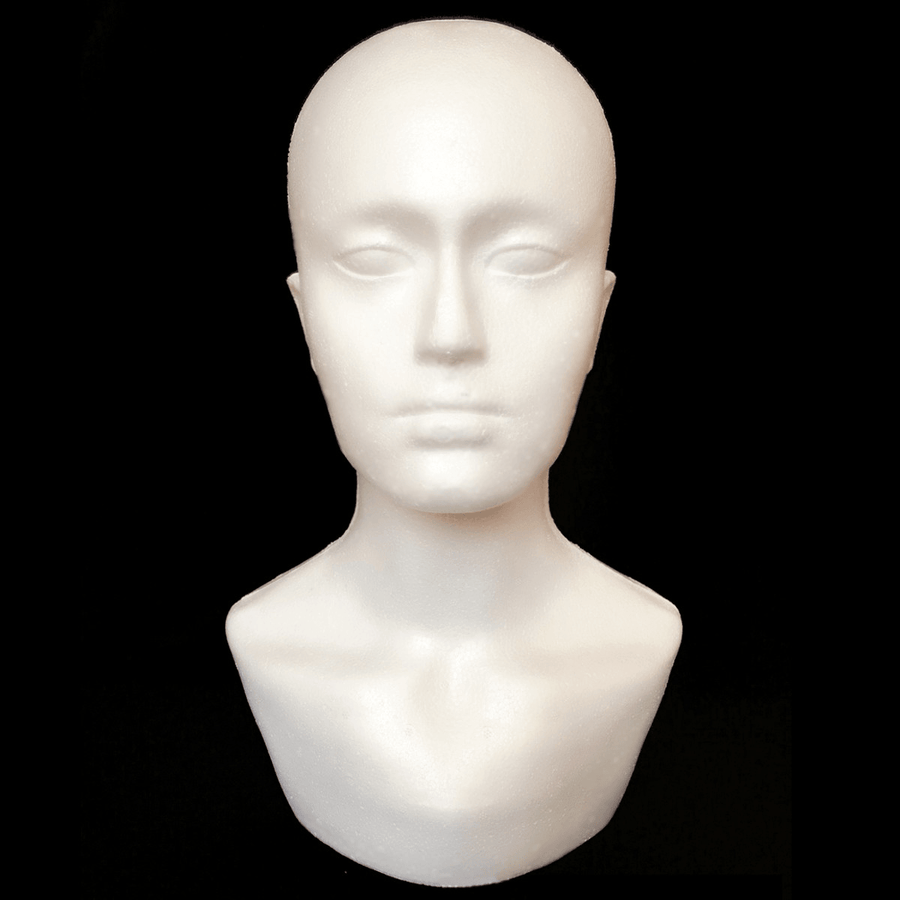 Male Polystyrene Foam Mannequin Stand Model Display Head Hat Cap Wig - Trendha