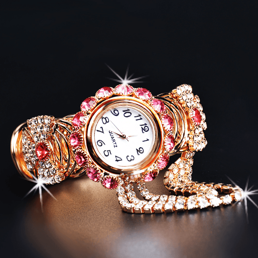 Deffrun Crystal Retro Style Women Bracelet Watch Wedding Dress Quartz Watches - Trendha