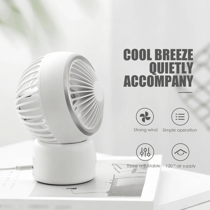 Portable Mini Desktop Fan Air Cooler USB Rechargeable 3 Gear Wind Speed 120° Air Supply Low Noise for Outdoor Home Office - Trendha