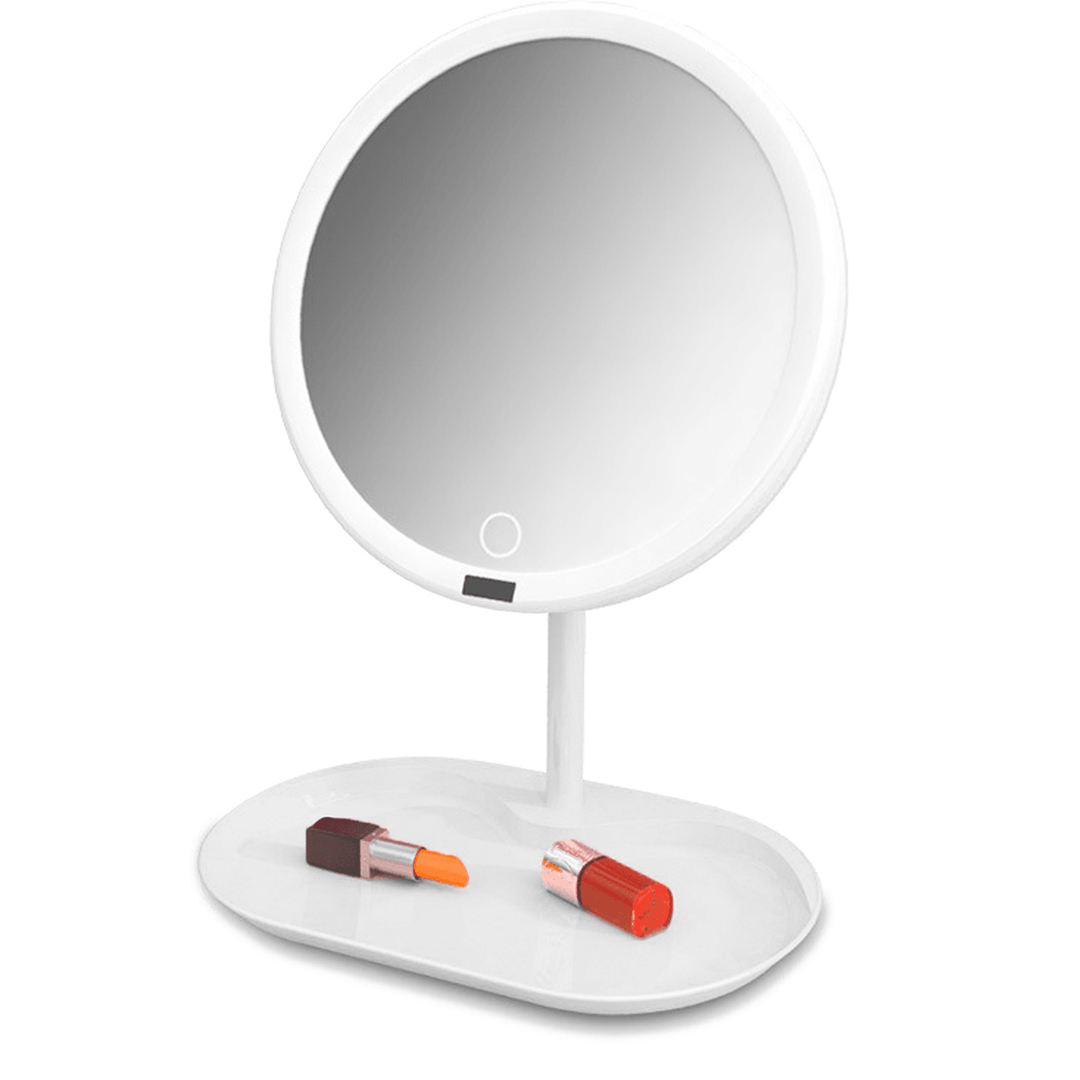 7/8 Inch USB Charging Touch Dimming LED Makeup Table Mirrors with Cosmetics Storage Tray - Trendha