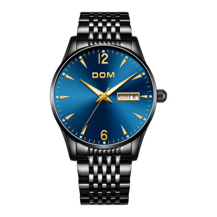 DOM M-11BL-1M89 Fashion Men Watch 3ATM Waterproof Luminous Date Display Quartz Watch - Trendha