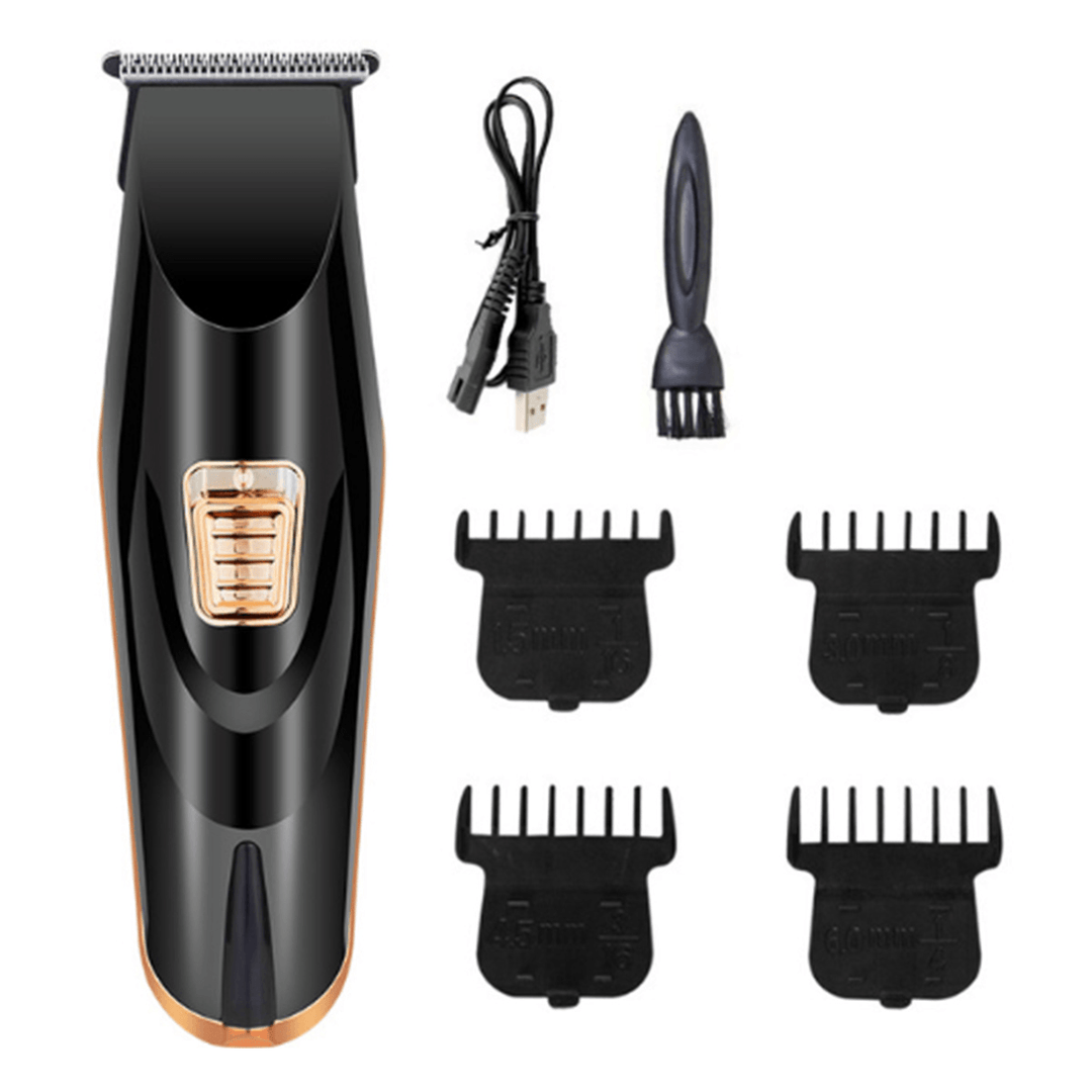 USB Rechargeable Electric Clipper Shaving Head Fader Bald Hair Clipper Black/Gold - Trendha