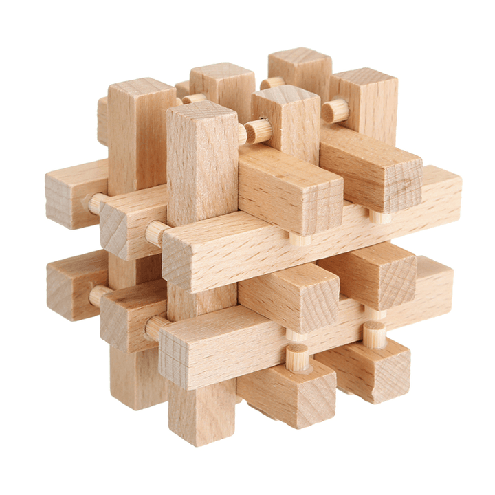 Kong Ming Lock Toys Assembling 3D Puzzle Cube Children Kids Challenge IQ Brain Wood Toy - Trendha