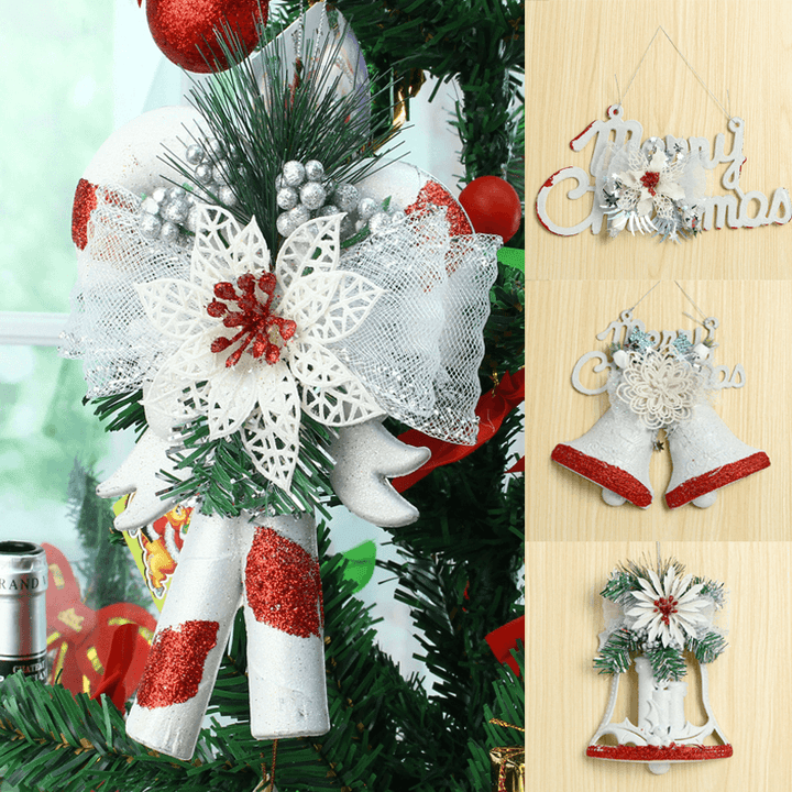 Christmas Party Home Decoration White Hand Painted Tree Ornament Pendant Door Hanging Kids Gift - Trendha