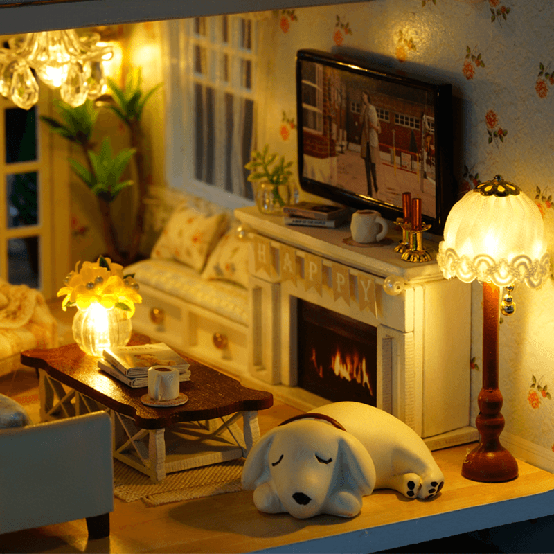 Cuteroom A-035-A Queens Town DIY Dollhouse Miniature Model with Light Music Collection Gift - Trendha