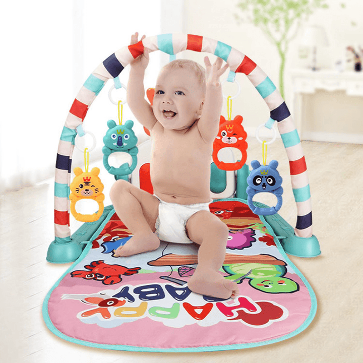 76*56*43CM 2 in 1 Multi-Functional Baby Gym with Play Mat Keyboard Soft Light Rattle Toys for Baby Gift - Trendha