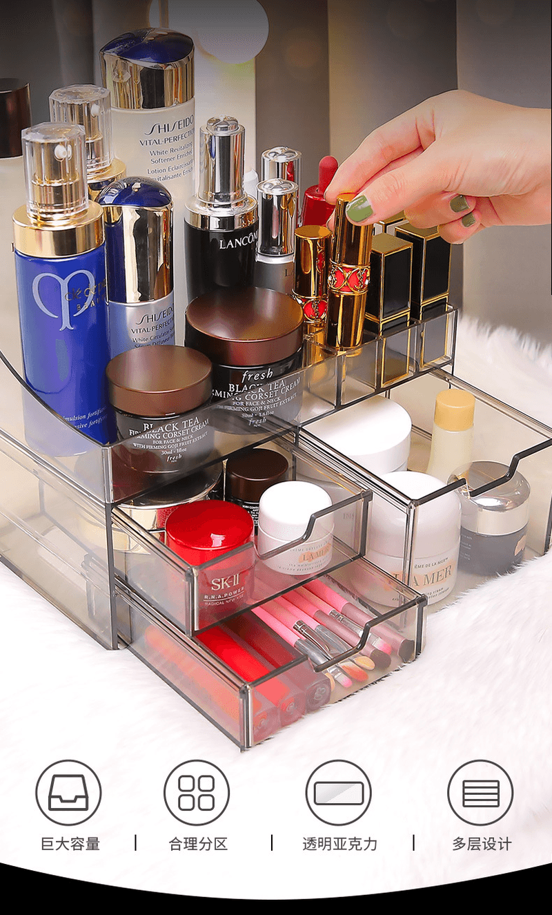 Acrylic Cosmetic Organizer Transparent Storage Box All in One - Trendha