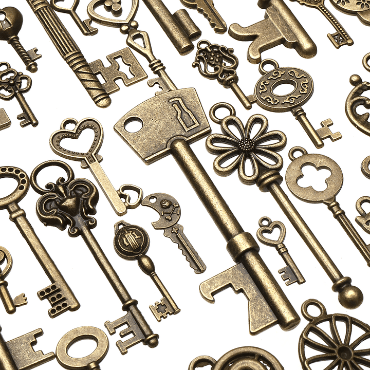 130Pcs Antique Bronze Brass Vtg Ornate Skeleton Keys Lot Pendant Fancy Heart Pendants Key Gift - Trendha