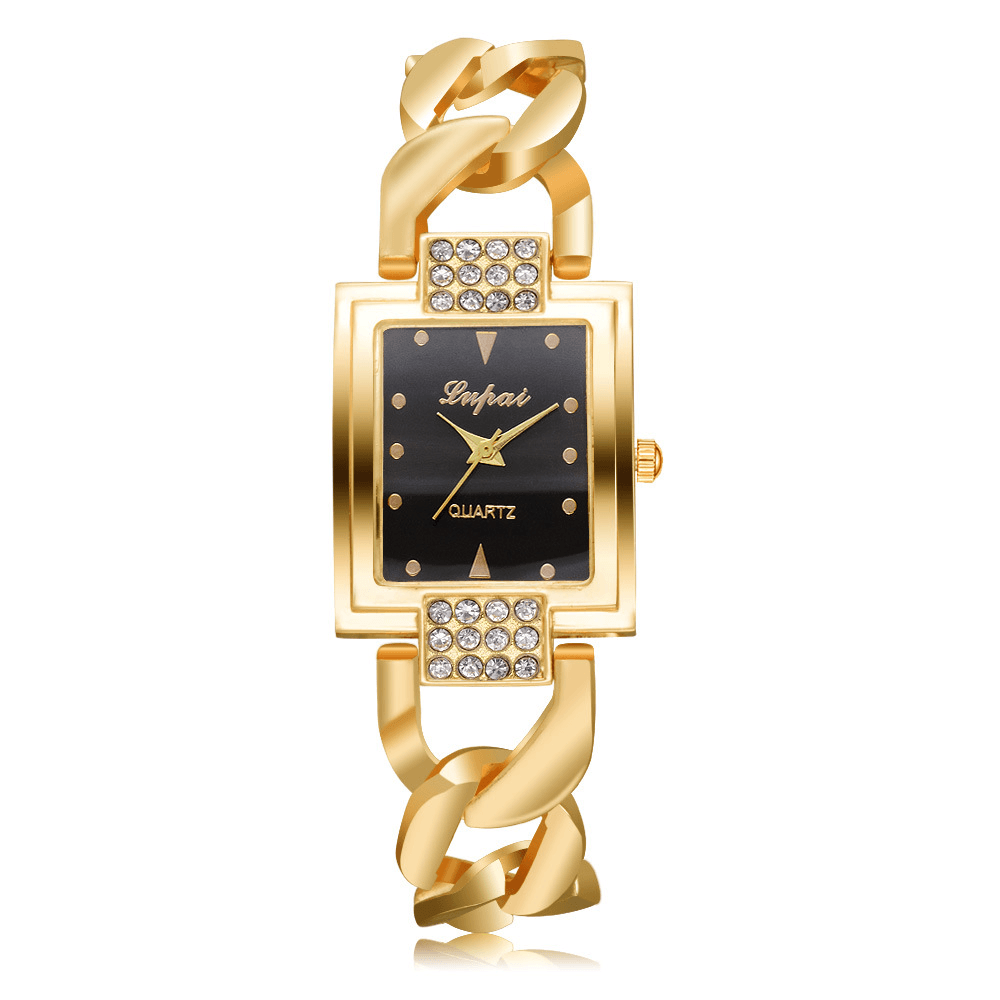 LVPAI P031 Classic Design Women Wrist Watch Full Metal Rectangle Dial Quartz Watch - Trendha