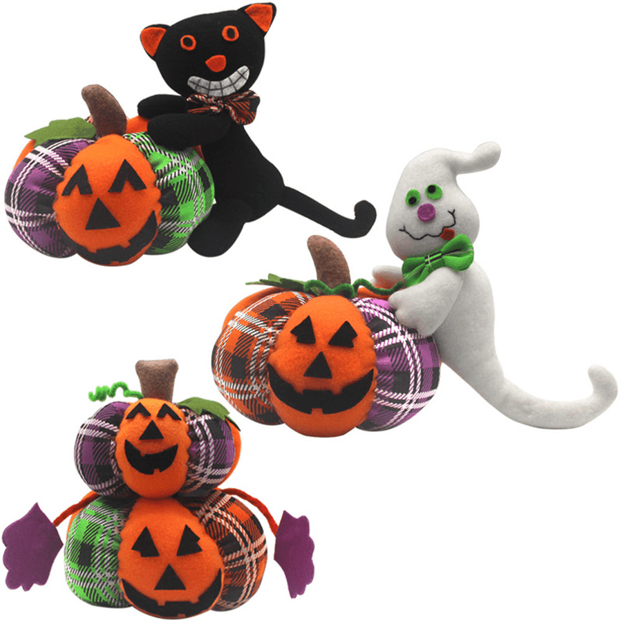 Halloween Stuffed Plush Toy 30Cm Doll Pumpkin Ghost Black Cat Cartoon Party Doll - Trendha