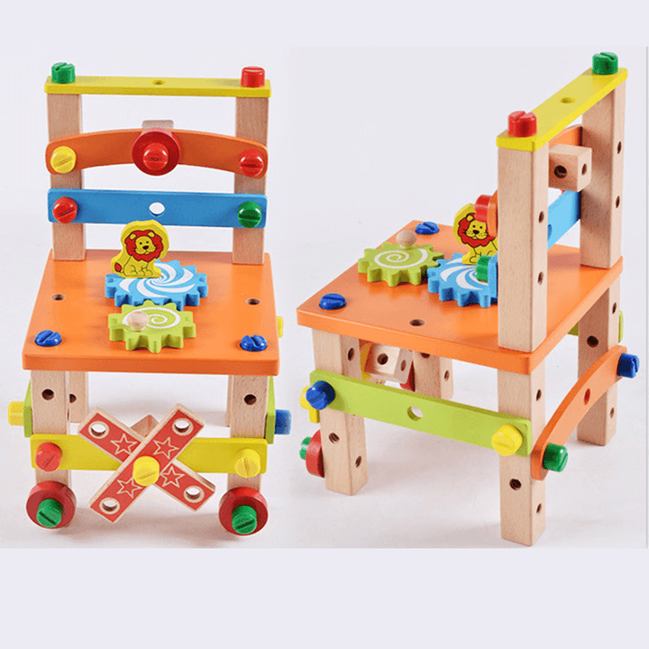 DIY Creative Toy Multi-Function Nut Disassembly Combination Toy Wooden Chair - Trendha