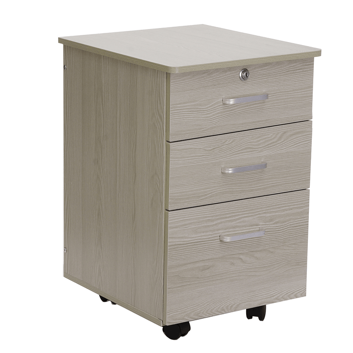 3-Drawer Rolling Storage Cabinet Office Supply Printer Cart Nightstand with Lock - Trendha