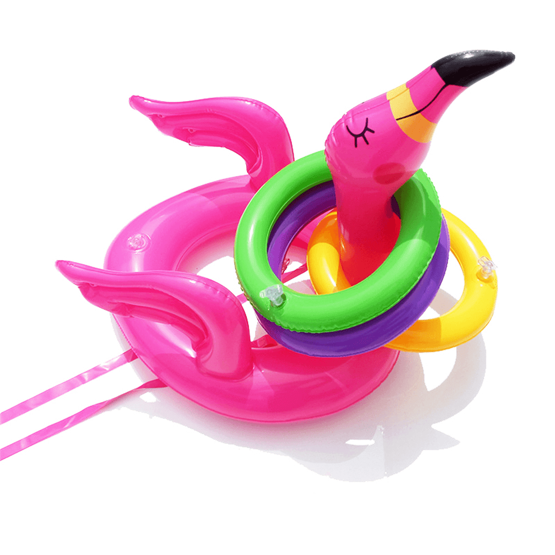 Inflatable Flamingo Ring Toss Game for Family Party Pool Garden Throwing Toys - Trendha