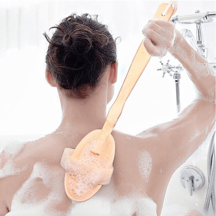 Detachable Bath Brush Wooden Handle Natural Bristles Exfoliating Brush Body Skin Soothing Cleansing - Trendha