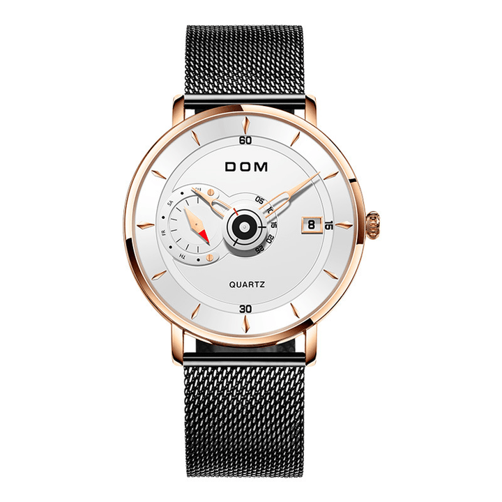 DOM M-1299 Ultra Thin Business Style Men Wrist Watch Full Steel Band Creative Quartz Watch - Trendha